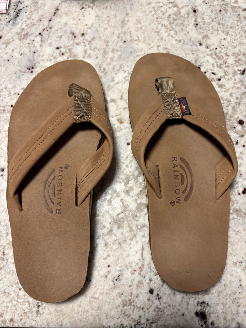 Rainbow Brown Leather Flip-Flops
